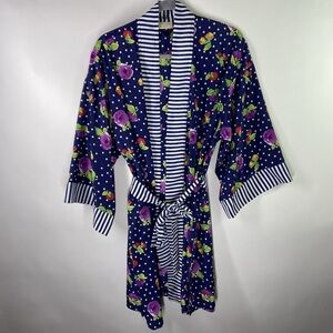 Vintage Gold Label Victoria's Secret OS One Size Polka Dot Floral Robe Lingerie